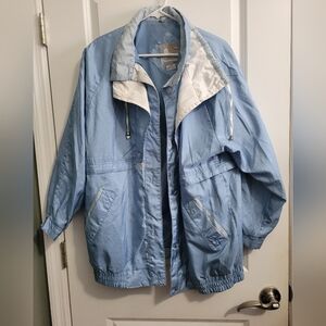 Light Blue Gingham Granny Current Seen Windbreaker Jacket Vintage